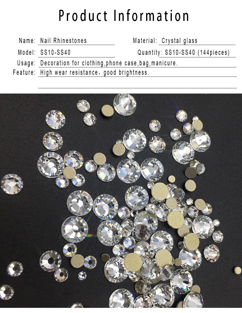 Super Shiny 3D Glass 16 Cut Facets 2088 Flatback Swarovsky DIY Nails Rhinestones Art Decoration Manicure Top Crystal Stones Gems