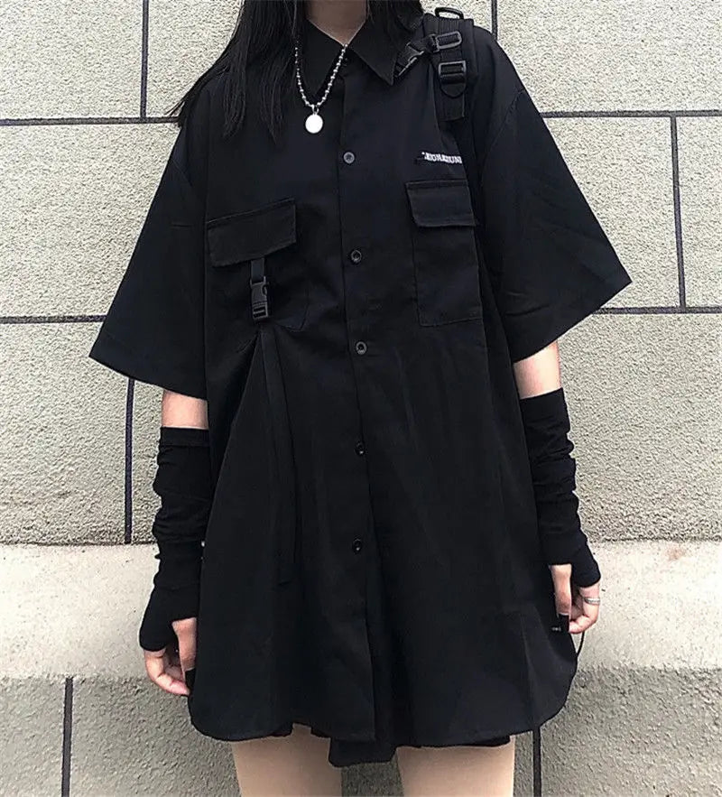 Y2K Gothic Shirt Set Skirt Women Emo Scene Harajuku Grunge Clothes Egirl Techwear Skirt BF Top Aesthetic Jupe Femme Mall Goth