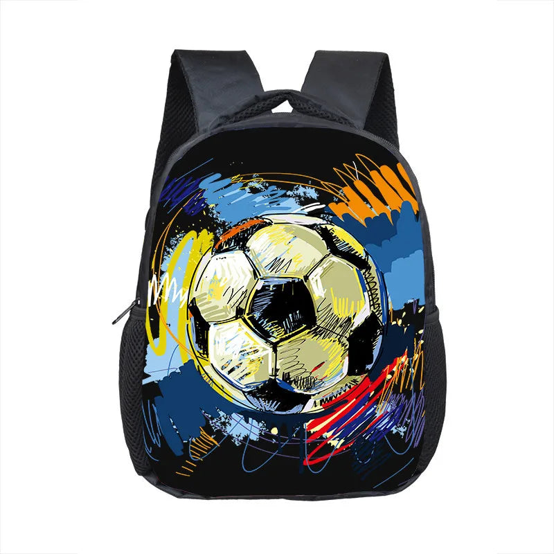 12 Inch Cool Soccerly / Footbally Print Backpack for 2-4 Years Old Kids Children School Bags Small Toddler Bag Kindergarten Bags