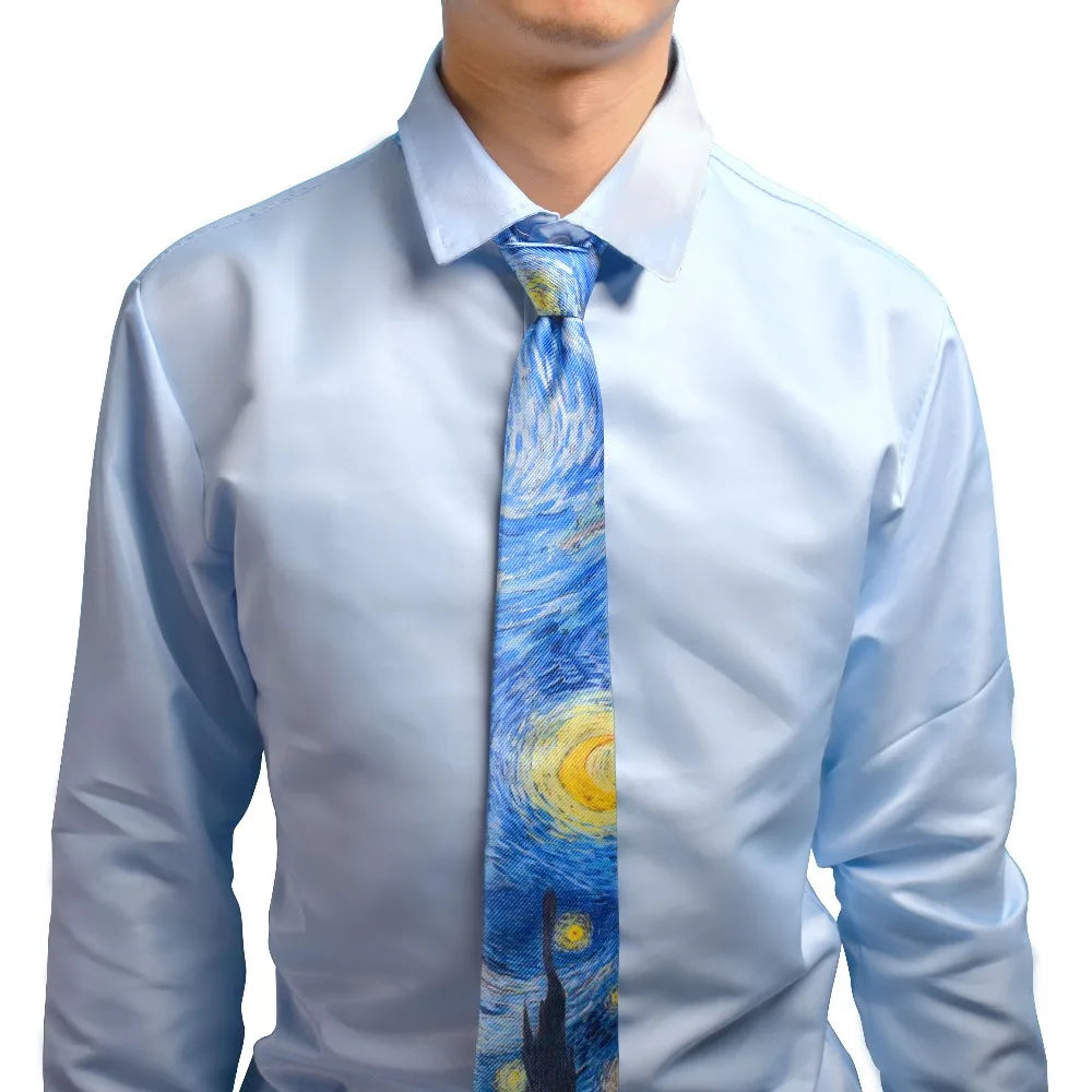 Starry Night Printed Neckties 8cm Famous Oils Painting Men Ties Party Gifts Festival Business Appointment Shirt Accessories Ties Viralgem Store
