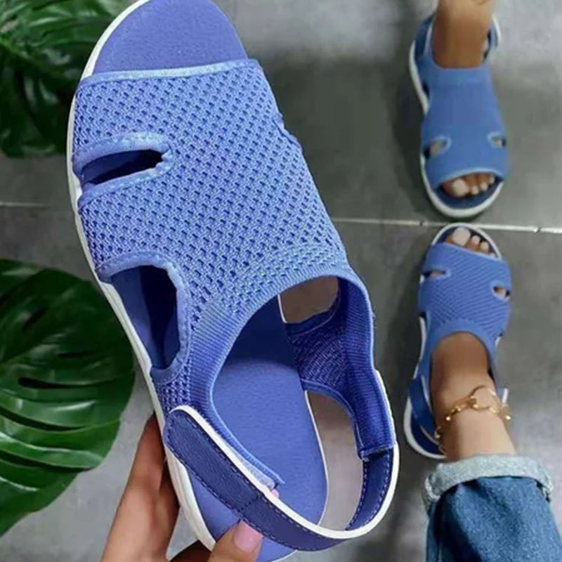 2021 New Summer Women Sandals Sexy Shoes Crystal Casual Woman Flats Buckle Strap Ladies Fashion Beach Shoe Big Size