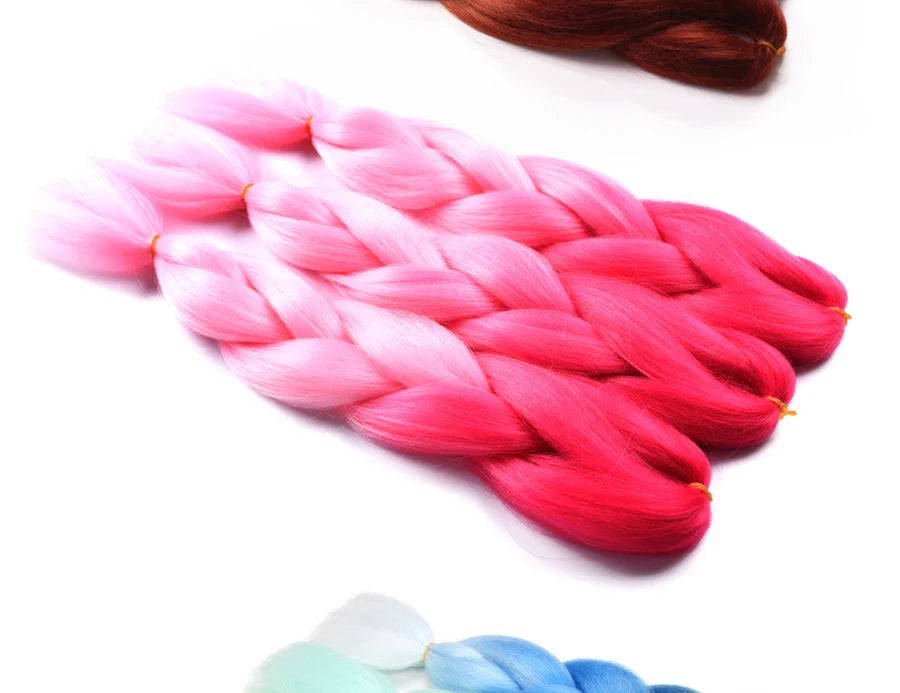 24'' 100G Synthetic Jumbo Braiding Hair Ombre Rainbow Hair Extensions Festival Jumbo Crochet Hair Weaving Box Braids Hairpieces
