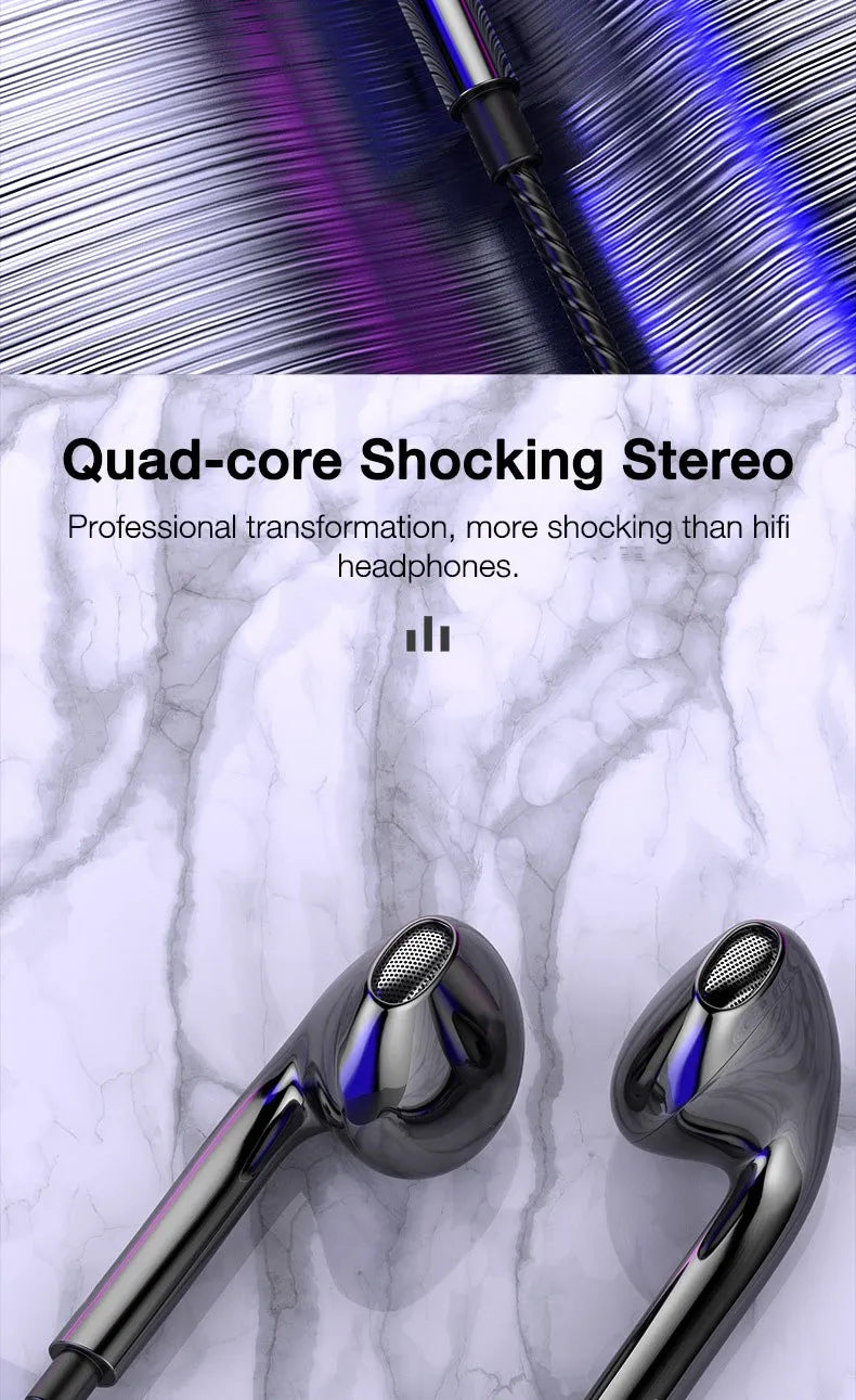 3.5mm Wired Headphones In Ear Headset Wired Earphones with Mic Bass Stereo Earbuds Sports In-line Control For Xiaomi Phones