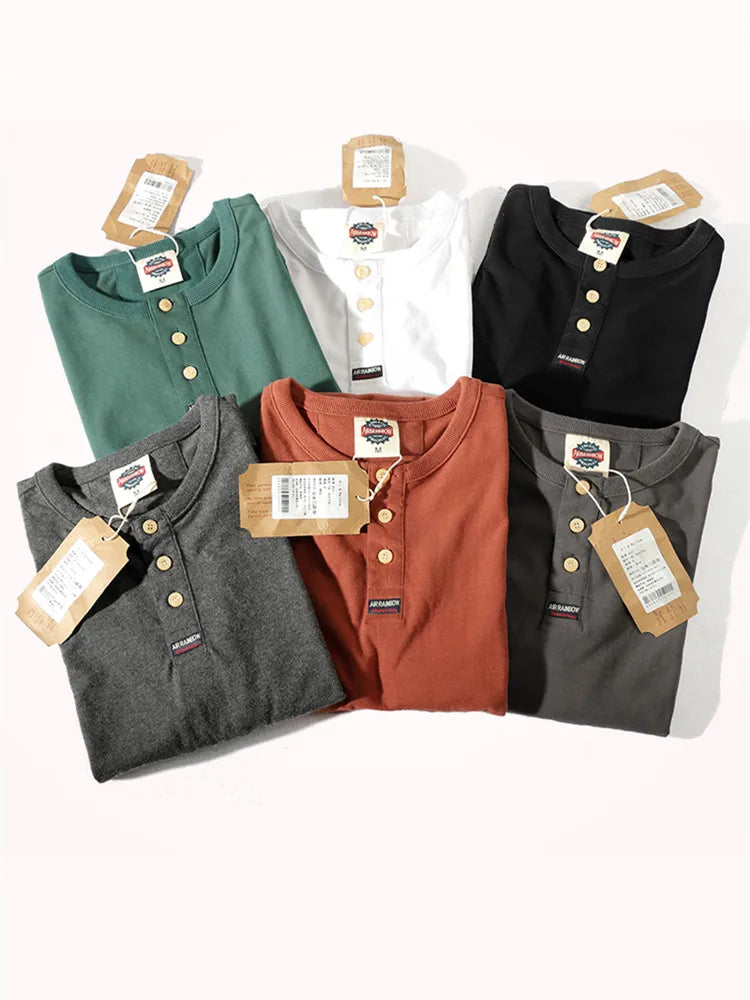 2023 Autumn New Men's Fashion Simple Long Sleeve O-neck Pure Cotton Solid T-shirt Bottomed Shirt Retro American Casual