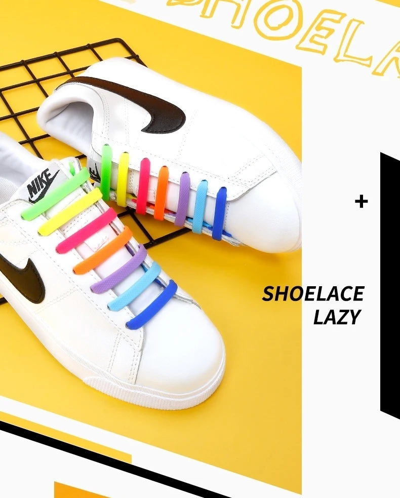 2024 New Silicone Elastic Shoelaces Fashion Unisex Athletic No Tie Shoe Lace All Sneakers Color Shoelaces for Kids and Adults