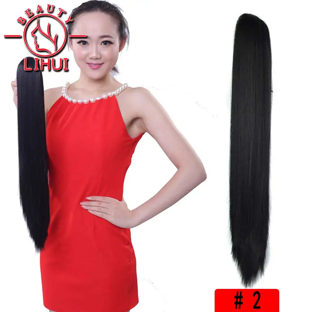 22" Synthetic Women Claw on Ponytail Clip in Hair Extensions Straight Style Pony Tail Hairpiece Ombre Brown Blonde Viralgem Store