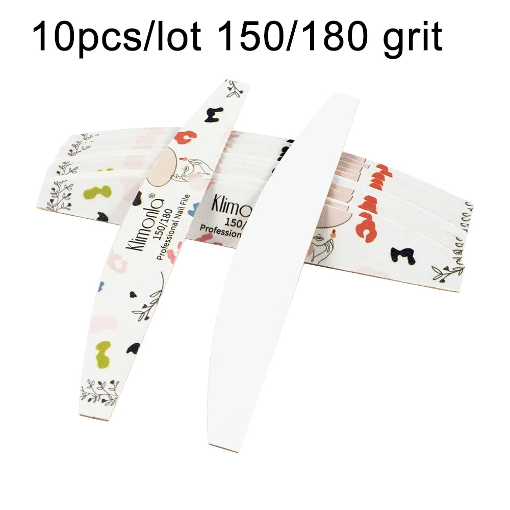 10Pcs/Lot Nail File 100 180 Grit Professional Wooden Two Sided Sanding Files Washable Nails Accessories Manicure Salon Tools