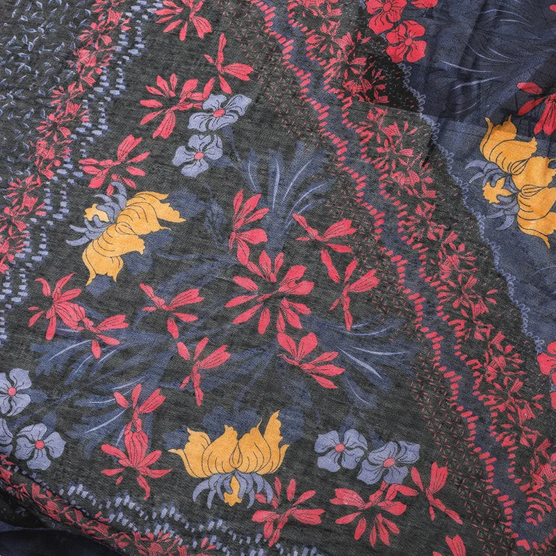 2023 Women Fashion Small Polka Floral Tassel Viscose Shawl Scarf Print Voile Wrap Headband Bufandas Muslim Hijab Sjaal 125*125Cm