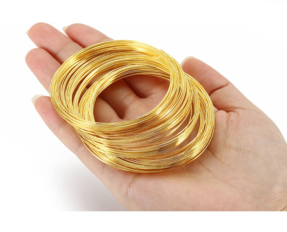 100 Loops Gold Steel Color Memory Wire 60mm Bracelet Bangle Loop 115mm Necklace Collar Hoop for Jewelry Making DIY Accessories