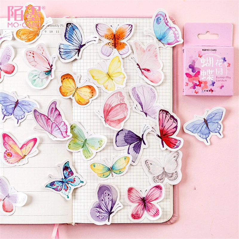 45pcs/box Lovely Butterfly Label Stickers Set Decorative Stationery Craft Stickers Scrapbooking Diy Diary Album Stick Label Viralgem Store