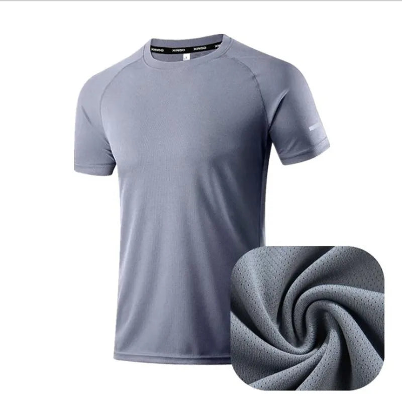Summer Ice Silk T-shirt Men's Cold Short Sleeve O-neck Stretch Quick-drying Breathable Sports Shirt T Shirt Men Cool Down Tops