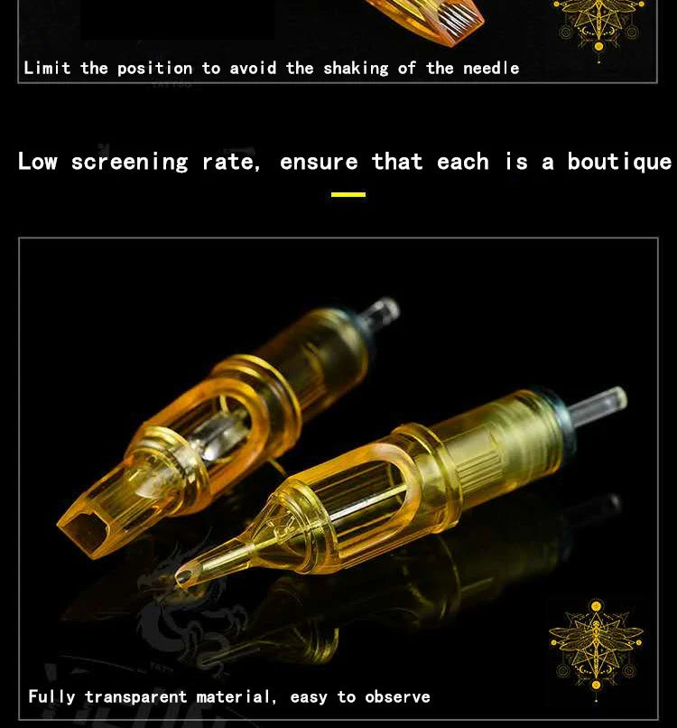 20pcs Yellow Dragonfly Tattoo Cartridge Needle Agujas RL RM RS M1 Body Easy To Color For Machine Permanent Makeup Eyebrow Beauty