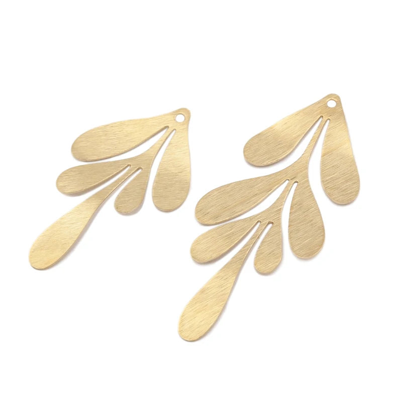 10Pcs Raw Brass Leafy Vine Charms Flower Leaf Pendant for Diy Boho Leaves Earrings Necklace Goddess Hippie Jewelry Making