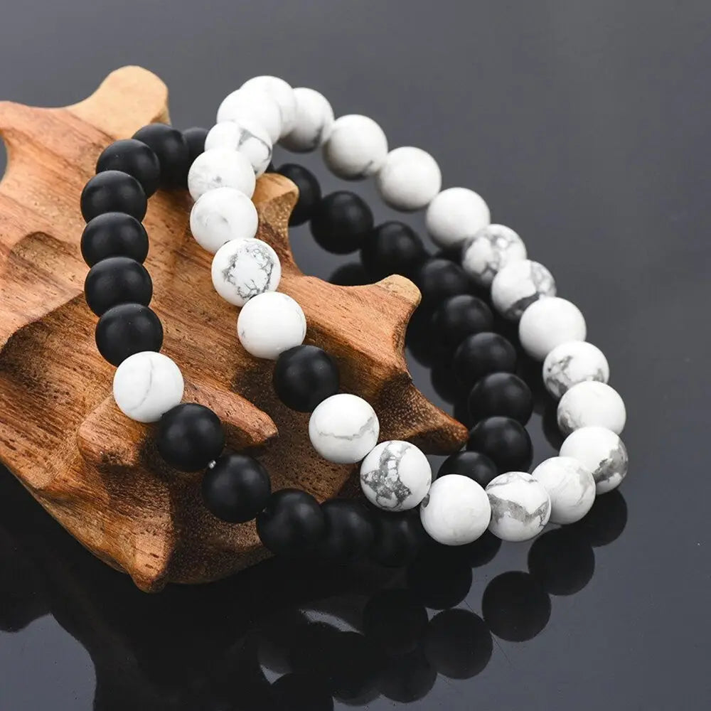 Women Men 8mm Beaded Natural Stone Bracelet Couples Lover Agate Quartz Lava Tiger Eye Healing Energy Bangle Yoga Jewelry