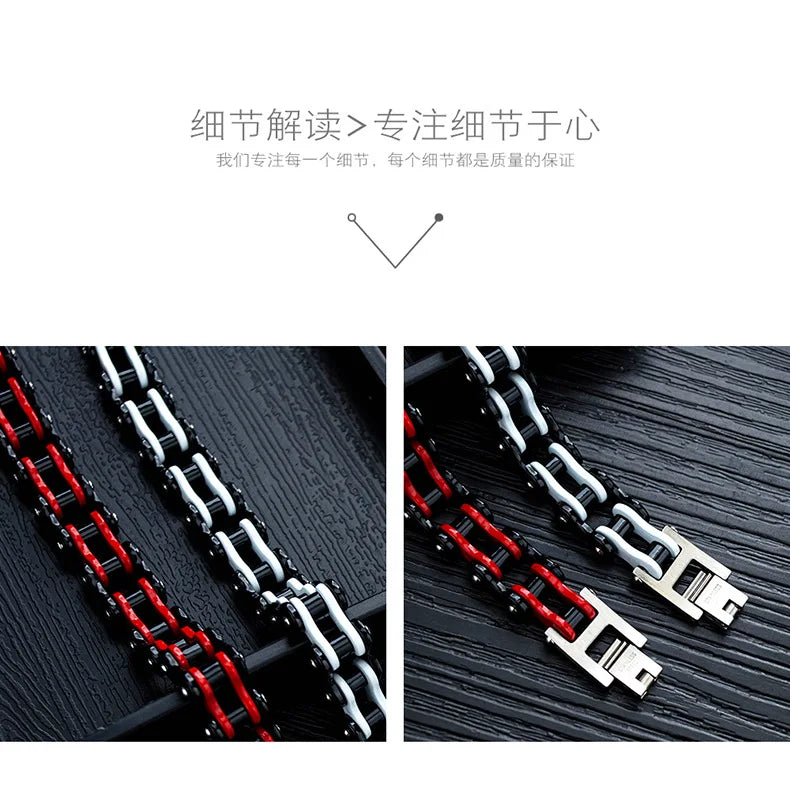 Stainless Steel Biker Chain Bracelet Mens Bracelet Link Chain Motorcycle Bicycle Style Bracelets Fashion Punk Bangles Jewelry