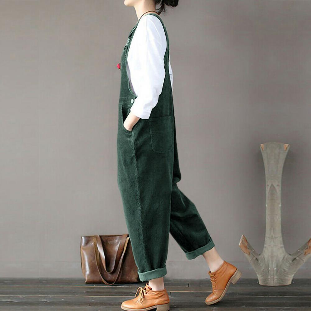 Winter Corduroy Jumpsuit Women Wide Leg Overalls Solid Color Loose Sleeveless Wide Leg Jumpsuit combinaison femme Комбинезоны Viralgem Store