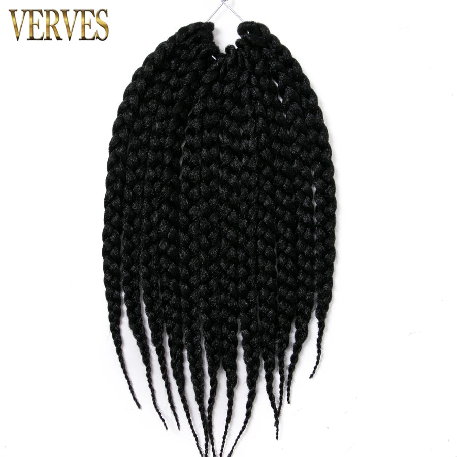 VERVES Short Box Braids Synthetic 5 Piece/Pack Crochet Hair Pre-Looped Braiding Extensions 14 inch for Asian Women Black Brown Viralgem Store