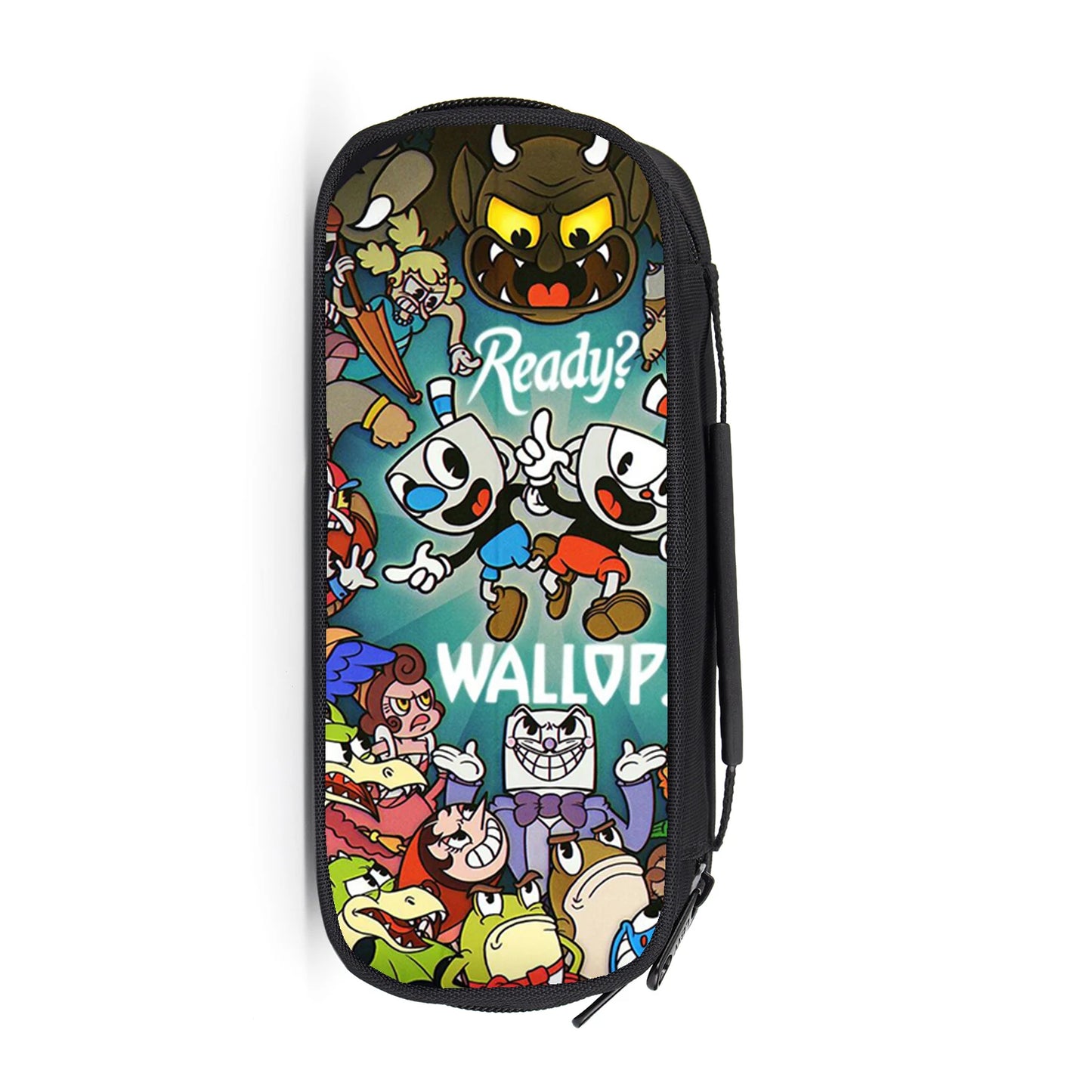 16 Inch Cuphead Game Mugman Children Backpack Lovely Schoolbag Boys and Girls Orthopedic Backpack Pencil Bag Sets