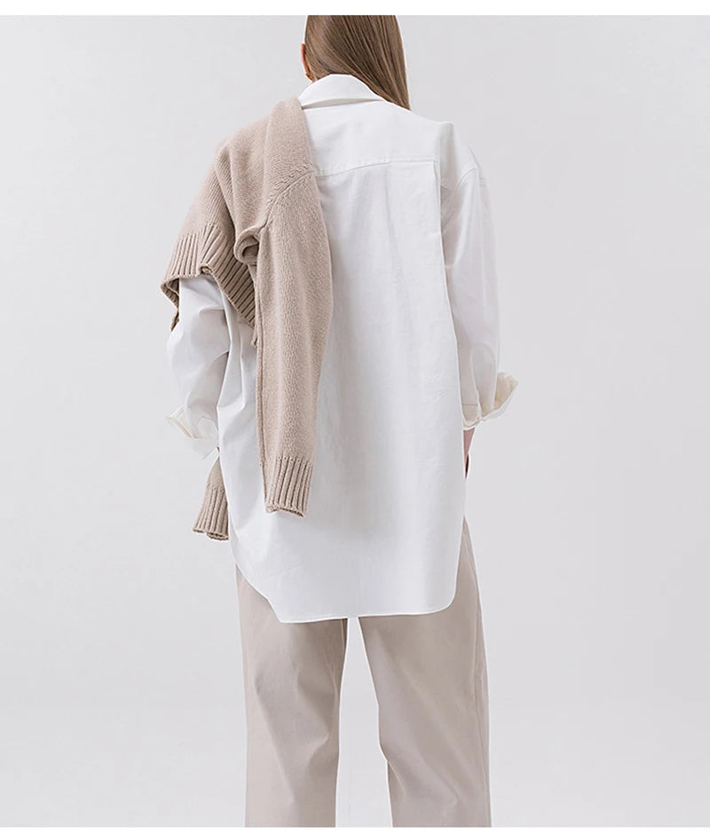 100% Cotton Women's Shirt 2024 Autumn New Solid Color Button Turn-Down Collar Long-Sleeved Casual Loose Ladies OL Shirts Viralgem Store