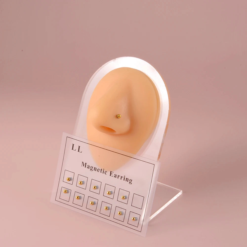 12PCS/Card Fake Cheater Non Pierced Magnet Ear Tragus Cartilage Lip Labret Stud Nose Ring  Jewelry Magnetic Earring Viralgem Store