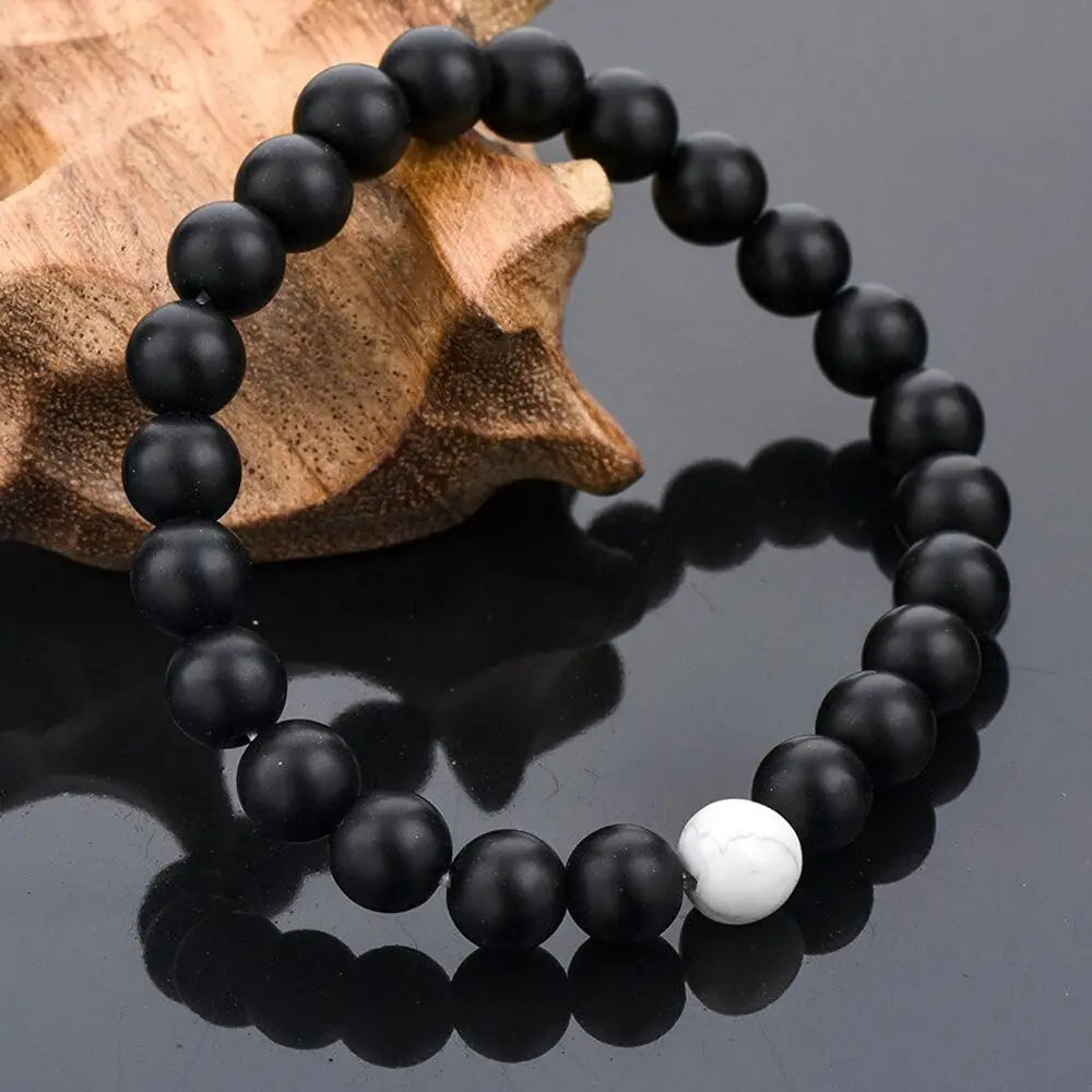 Women Men 8mm Beaded Natural Stone Bracelet Couples Lover Agate Quartz Lava Tiger Eye Healing Energy Bangle Yoga Jewelry