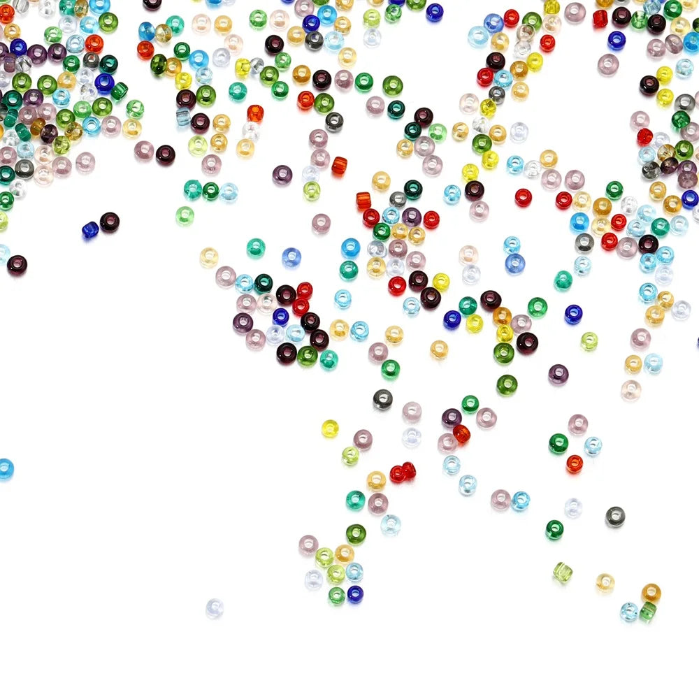 1000/1800Pcs 2mm Transparent Color Czech Glass Seed Beads Round Loose Beads for DIY Bracelet Earrings Jewelry Making Accessories