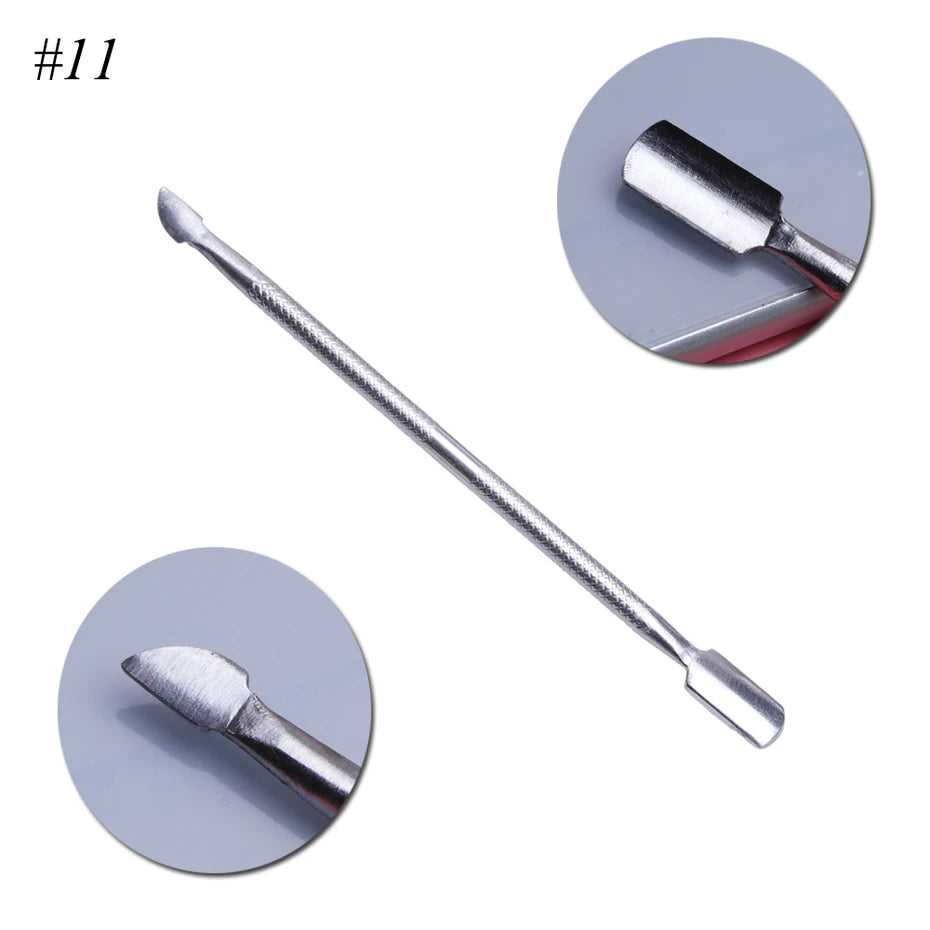 1pcs Double-ended Stainless Steel Nail Cuticle Pusher Tweezer For Dead Skin UV Gel Polish Remove Pedicure Manicure Tool LY01-16