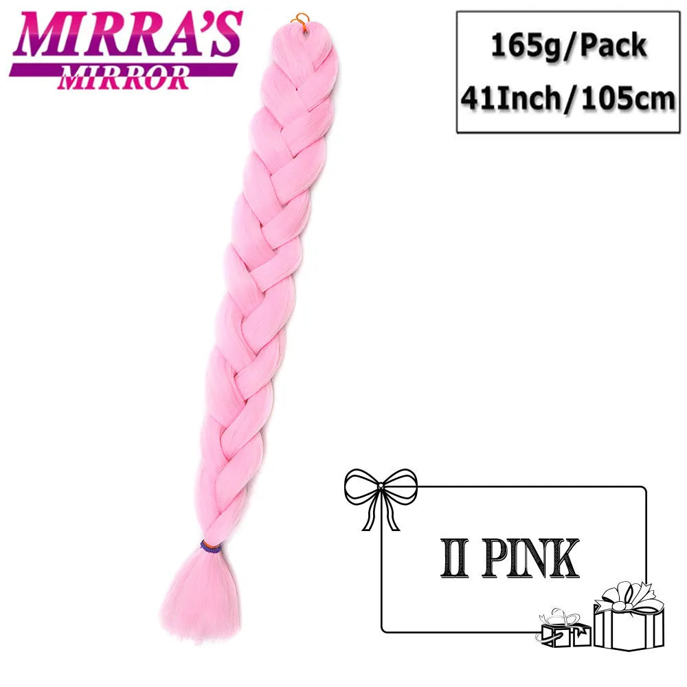 82 Inch Pure Color Jumbo Braiding Hair Extensions Synthetic Braids Ombre Hair For Box Braid Support Wholesale Mirra’s Mirror