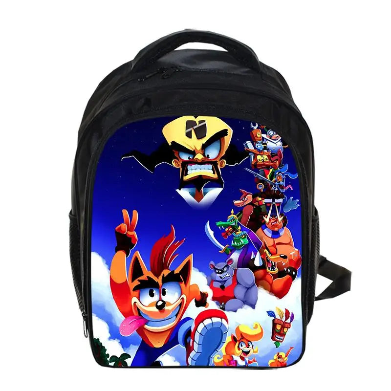 13 Inch Game Crash Bandicoot Backpack Cartoon Kindergarten Backpacks Boys Girls Children School Bags Kids Book Bag Gift