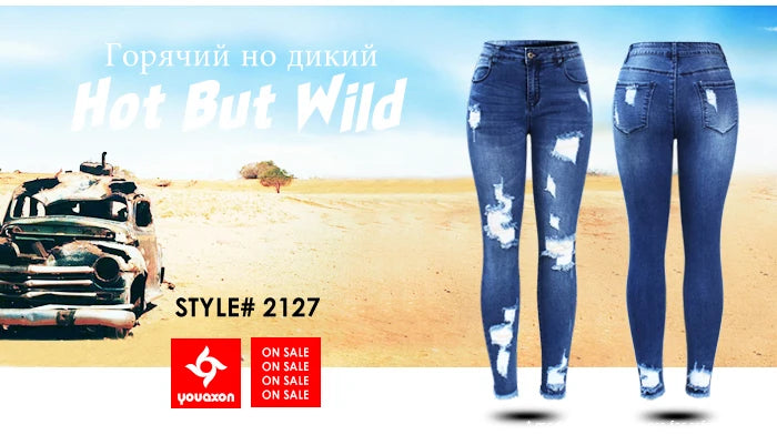 1888 Youaxon Summer Women`s High Waist White Basic Fashion Stretch Skinny Denim Pants Trousers Jeans For Women Free Shipping