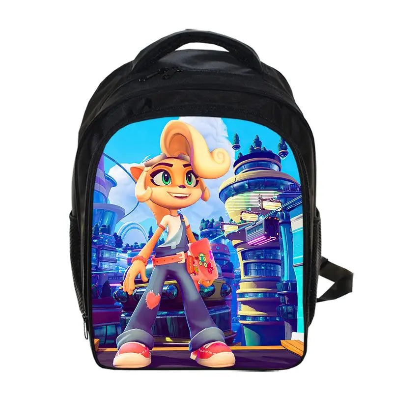13 Inch Game Crash Bandicoot Backpack Cartoon Kindergarten Backpacks Boys Girls Children School Bags Kids Book Bag Gift
