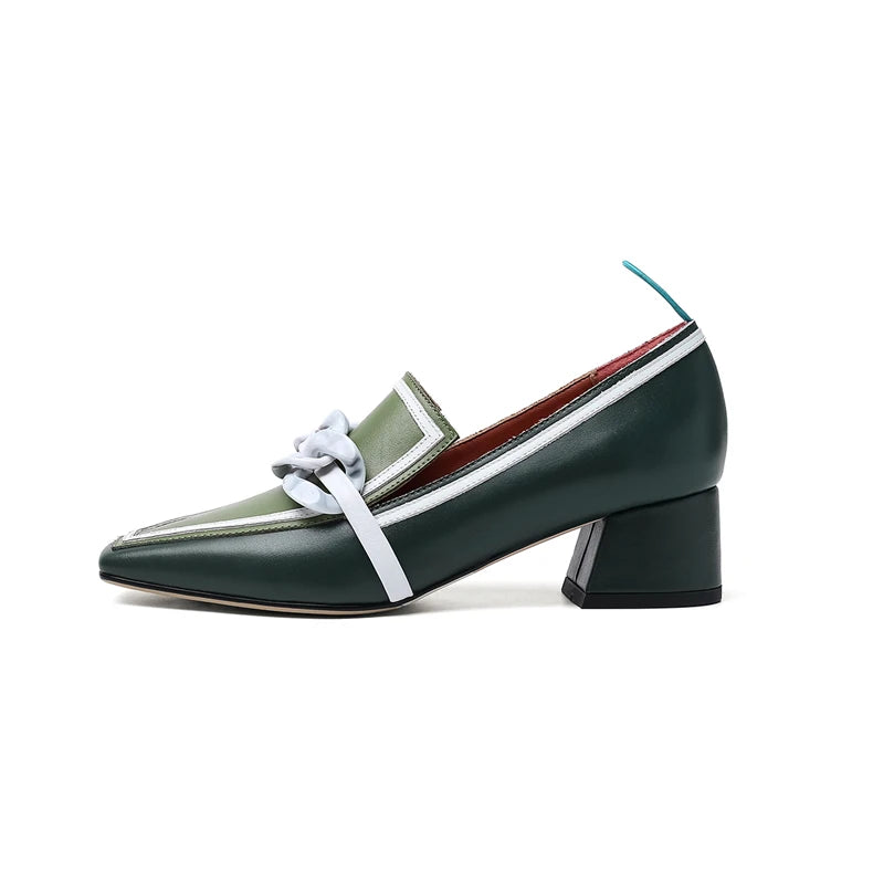 2020 Summer Women Chunky Pumps Thick High Heel Slip-On Waterproof Loafers Shoes Casual Vintage Square Toe Ladies Suit Shoes