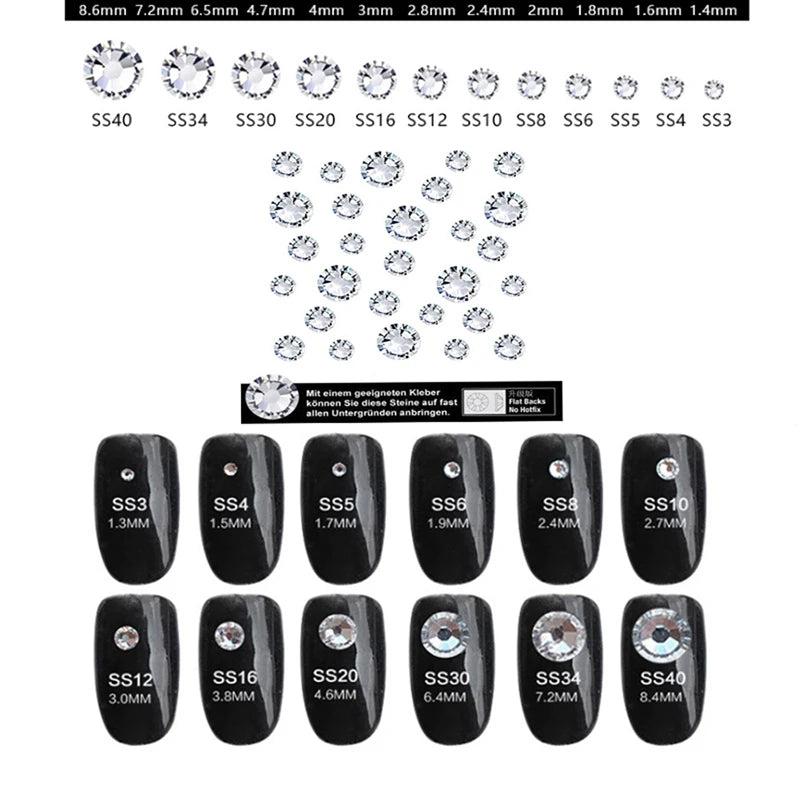 Super Shiny 3D Glass 16 Cut Facets 2088 Flatback Swarovsky DIY Nails Rhinestones Art Decoration Manicure Top Crystal Stones Gems