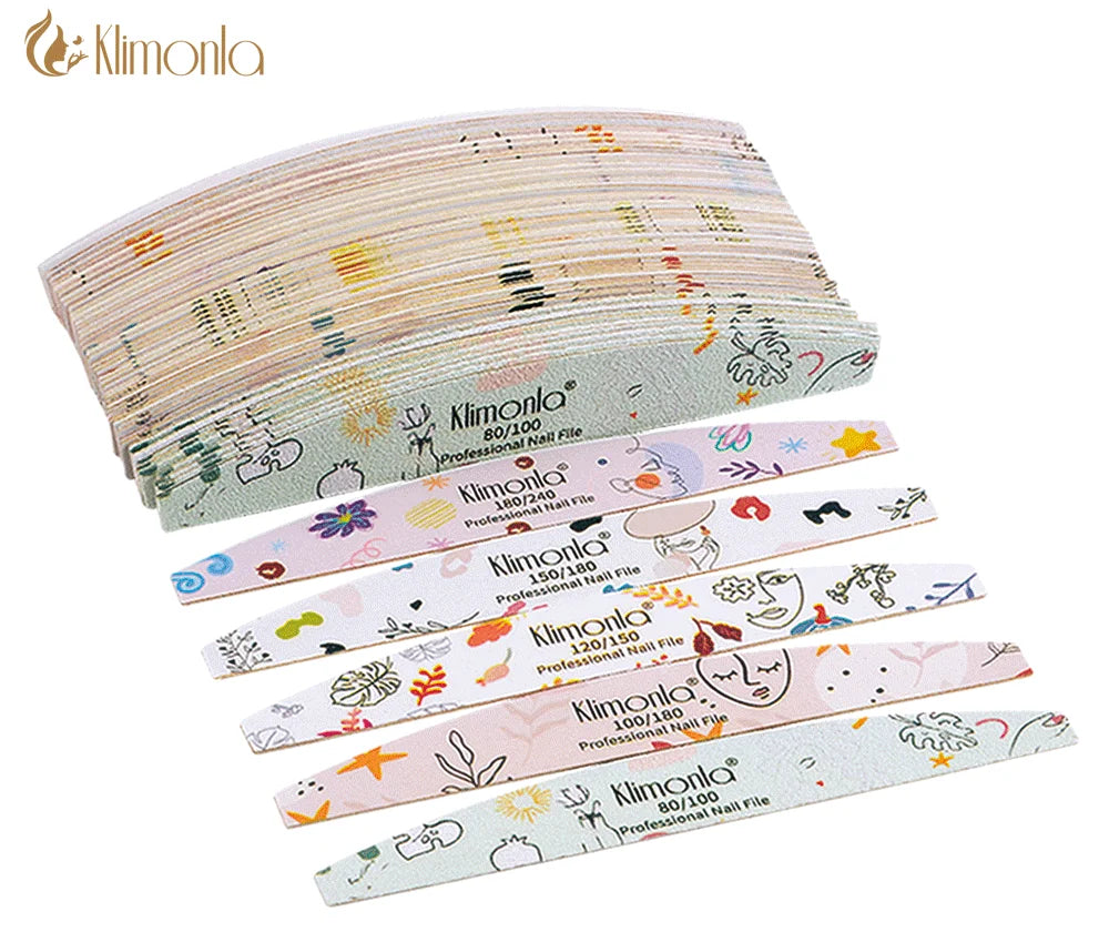 10Pcs/Lot Nail File 100 180 Grit Professional Wooden Two Sided Sanding Files Washable Nails Accessories Manicure Salon Tools