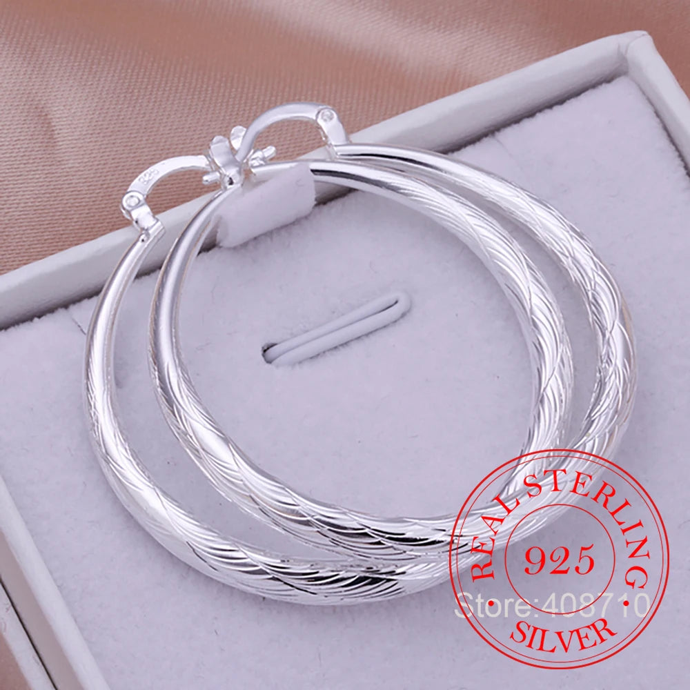 925 Sterling Silver Hip Hop Round Earrings for Women Large Circle 4.0cm Piercing Hoop Earring Dropship Suppliers Viralgem Store