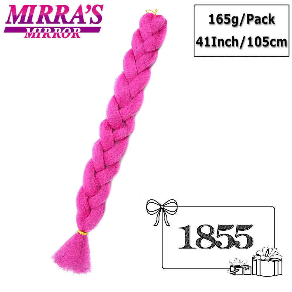 82 Inch Pure Color Jumbo Braiding Hair Extensions Synthetic Braids Ombre Hair For Box Braid Support Wholesale Mirra’s Mirror