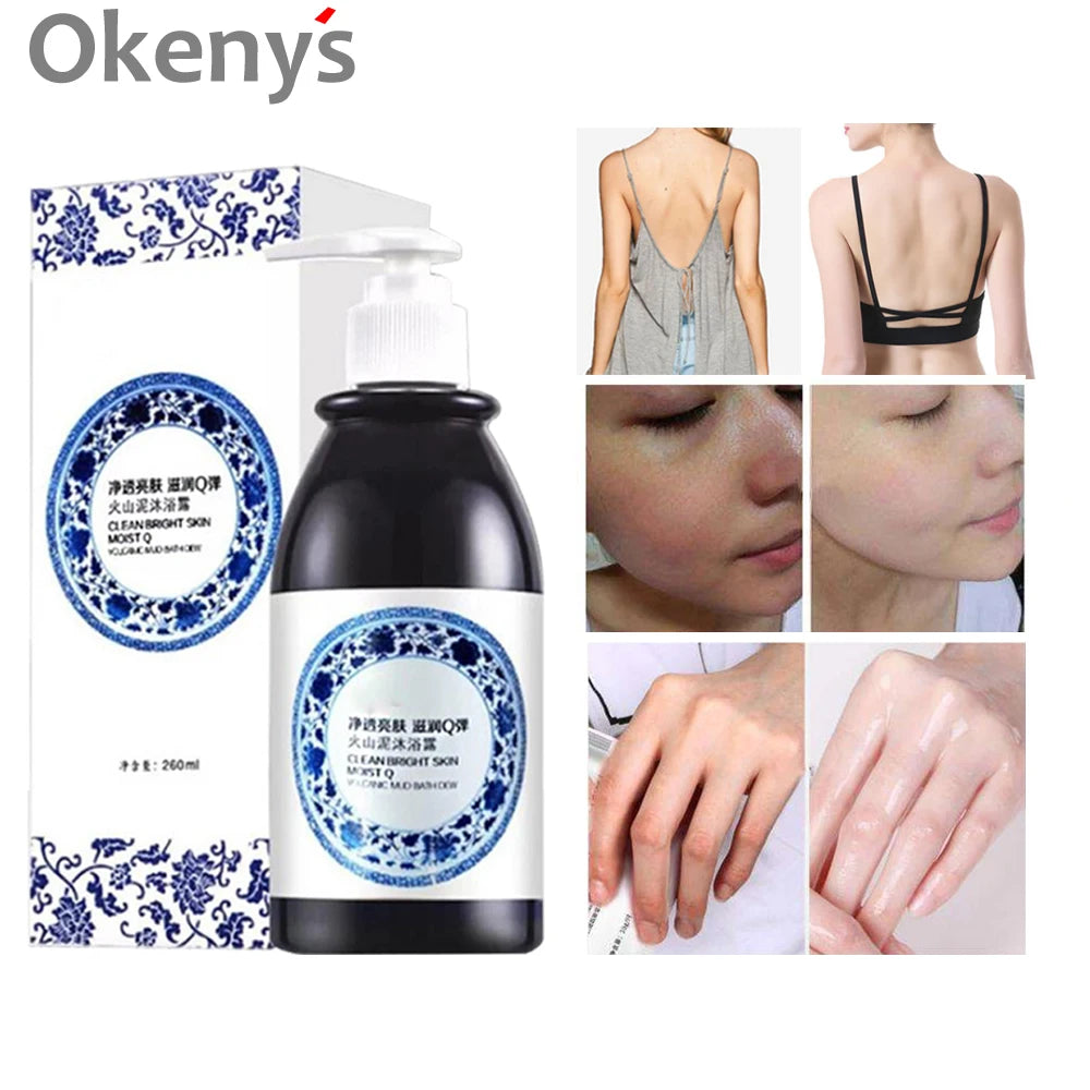 Volcanic Mud Shower Gel 260ml Whole Body Wash Skin Whitening Deep Clean Skin Moisturizing Exfoliating Body Care Bath Gel Oil