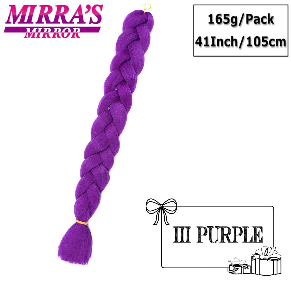 82 Inch Pure Color Jumbo Braiding Hair Extensions Synthetic Braids Ombre Hair For Box Braid Support Wholesale Mirra’s Mirror
