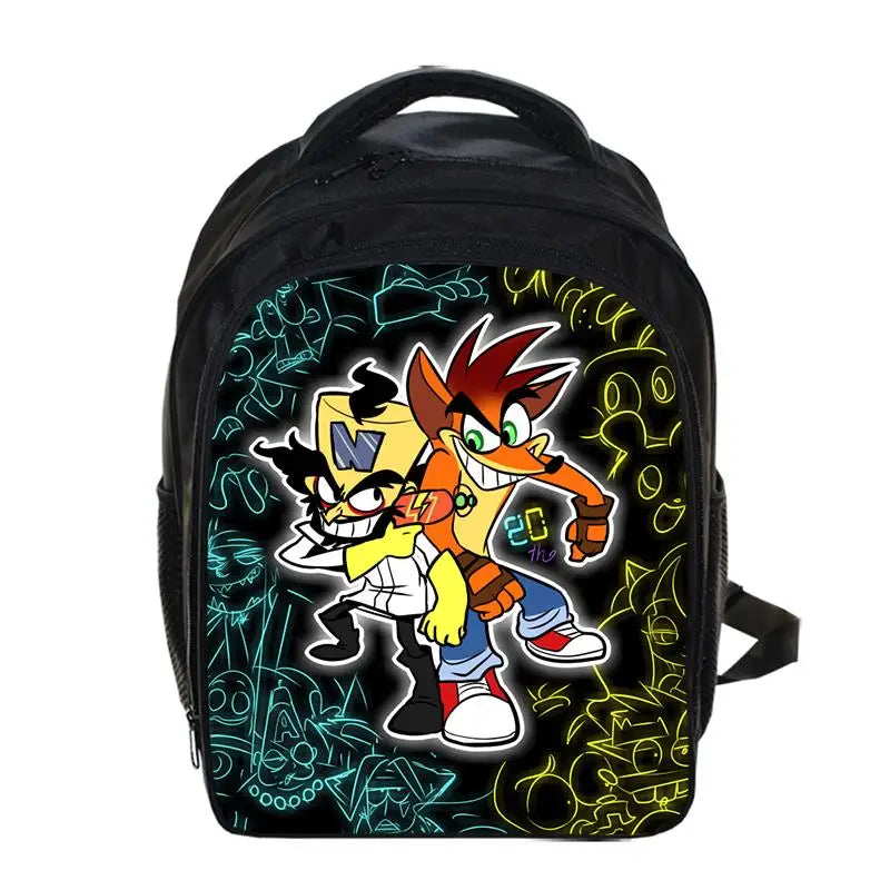 13 Inch Game Crash Bandicoot Backpack Cartoon Kindergarten Backpacks Boys Girls Children School Bags Kids Book Bag Gift