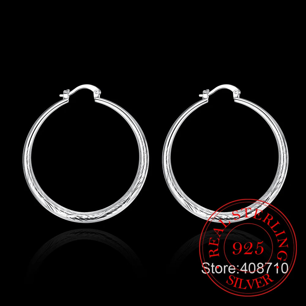 925 Sterling Silver Hip Hop Round Earrings for Women Large Circle 4.0cm Piercing Hoop Earring Dropship Suppliers Viralgem Store
