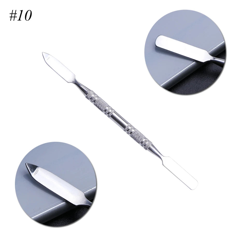 1pcs Double-ended Stainless Steel Nail Cuticle Pusher Tweezer For Dead Skin UV Gel Polish Remove Pedicure Manicure Tool LY01-16