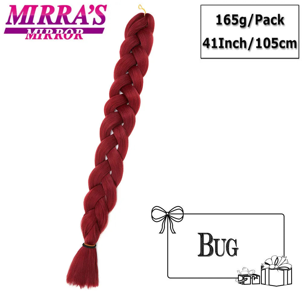 82 Inch Pure Color Jumbo Braiding Hair Extensions Synthetic Braids Ombre Hair For Box Braid Support Wholesale Mirra’s Mirror