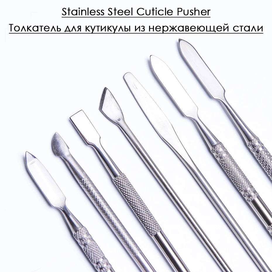 1pcs Double-ended Stainless Steel Nail Cuticle Pusher Tweezer For Dead Skin UV Gel Polish Remove Pedicure Manicure Tool LY01-16