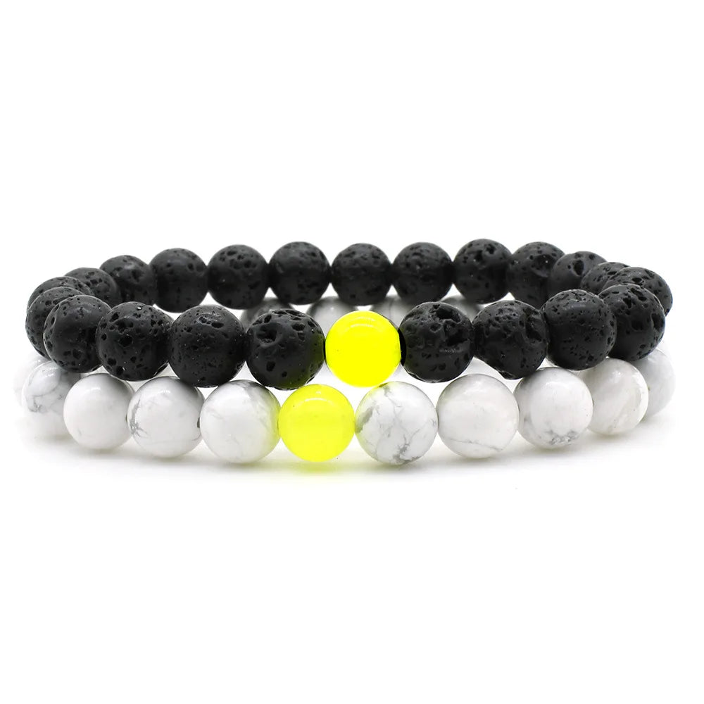 Women Men 8mm Beaded Natural Stone Bracelet Couples Lover Agate Quartz Lava Tiger Eye Healing Energy Bangle Yoga Jewelry