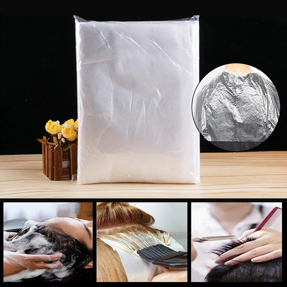 50 Pcs Salon Hair Dyeing Antifouling Shawl Disposable Plastic Barber Shawl Cape Hairdressing Supply