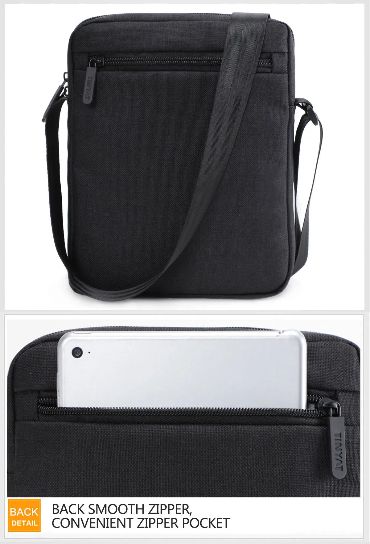 TINYAT Men's Bags Light Canvas Shoulder Bag For 7.9' Ipad Casual Crossbody Bags Waterproof Business Shoulder bag for men 0.13kg