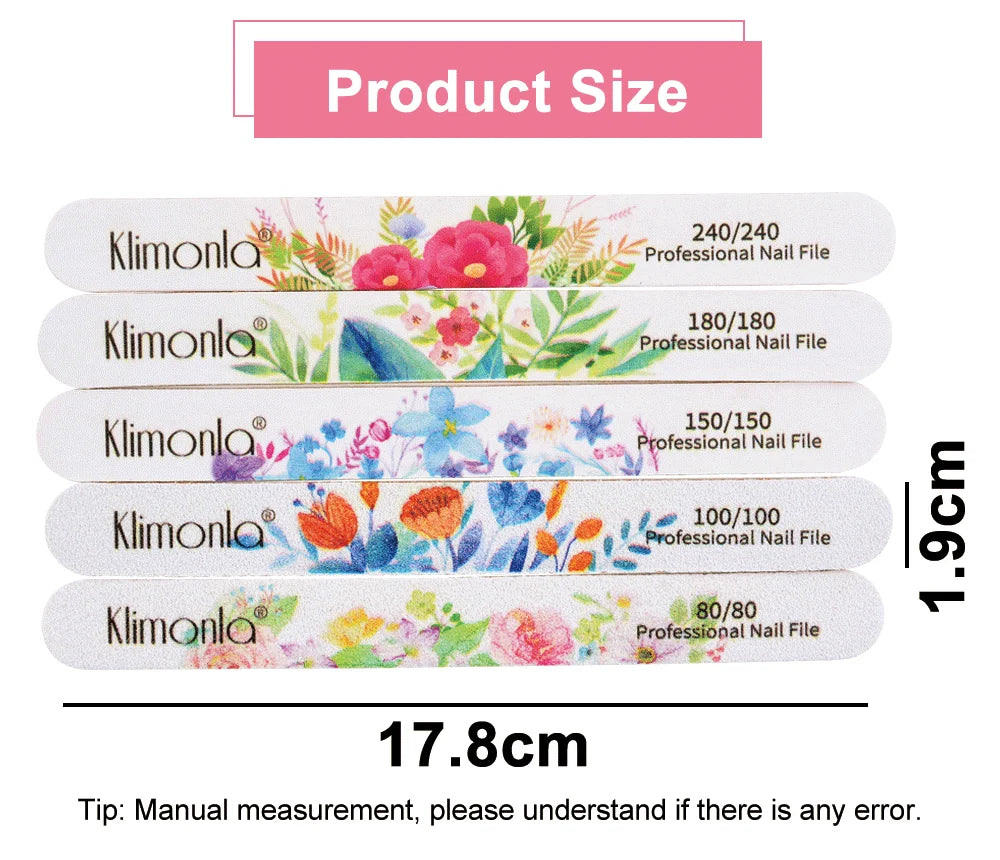 10Pcs/Lot Nail File 100 180 Grit Professional Wooden Two Sided Sanding Files Washable Nails Accessories Manicure Salon Tools