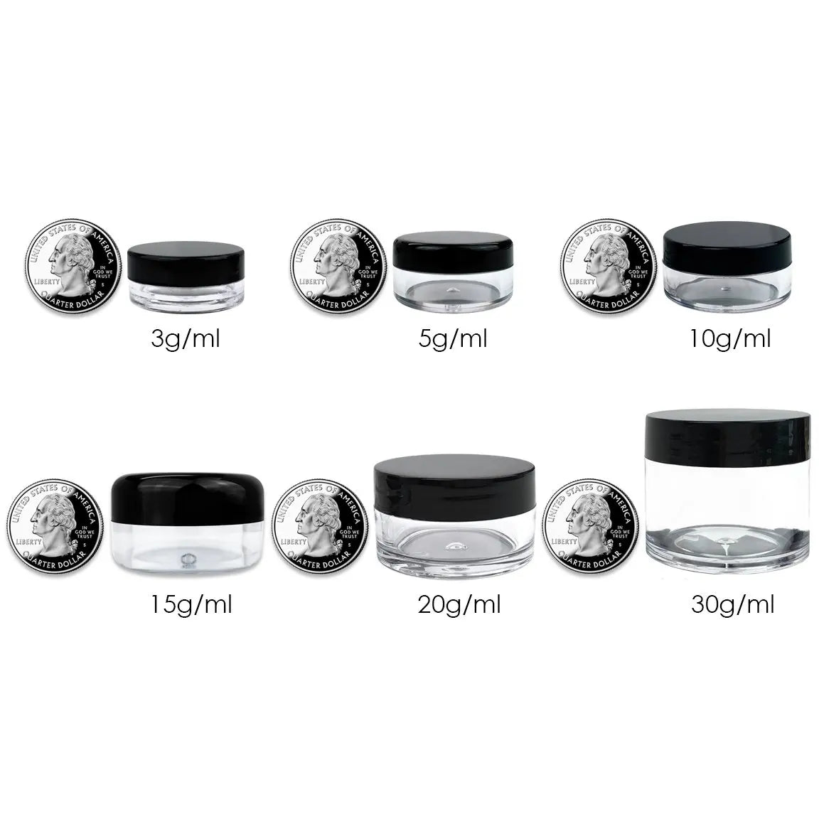 10pcs Make Up Jar Cosmetic Sample Empty Container Plastic Round Lid Small Bottle Eyeshadow Cream Travel Pot 2g 3g 5g 10g 15g 20g