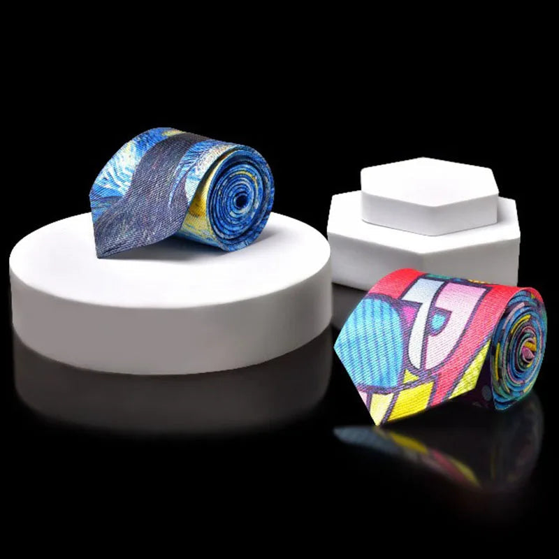 Starry Night Printed Neckties 8cm Famous Oils Painting Men Ties Party Gifts Festival Business Appointment Shirt Accessories Ties Viralgem Store