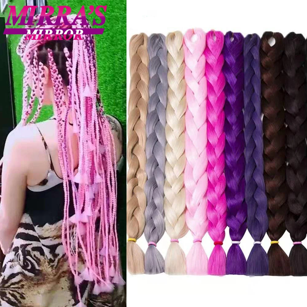 82 Inch Pure Color Jumbo Braiding Hair Extensions Synthetic Braids Ombre Hair For Box Braid Support Wholesale Mirra’s Mirror